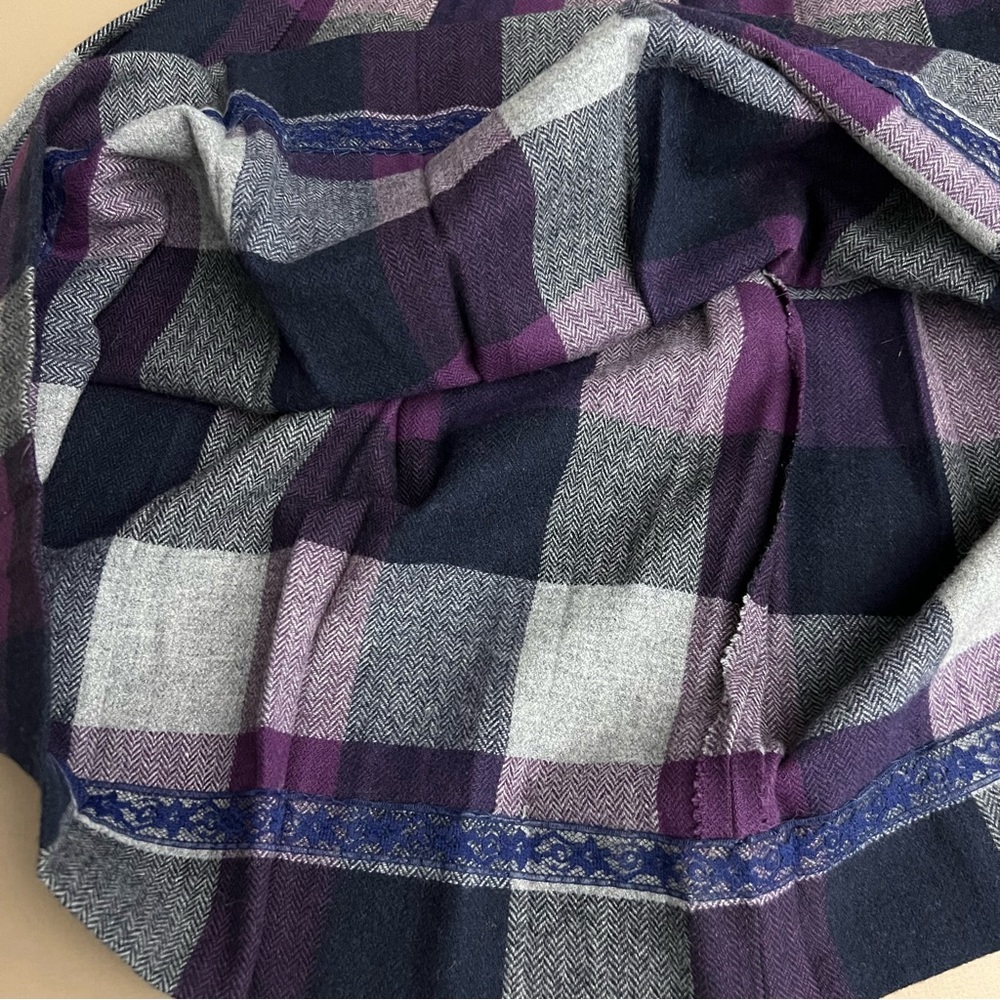 Vintage Union Made Purple Plaid Wool Blend Pleated Skirt - Picture 10 of 16